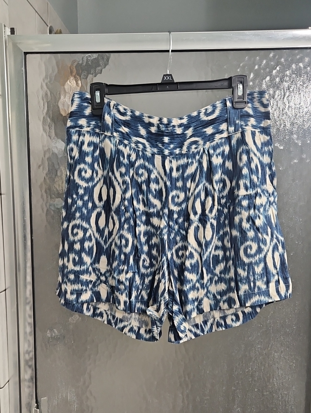 Lucky Brand Blue and White Ikat High-Waist Shorts